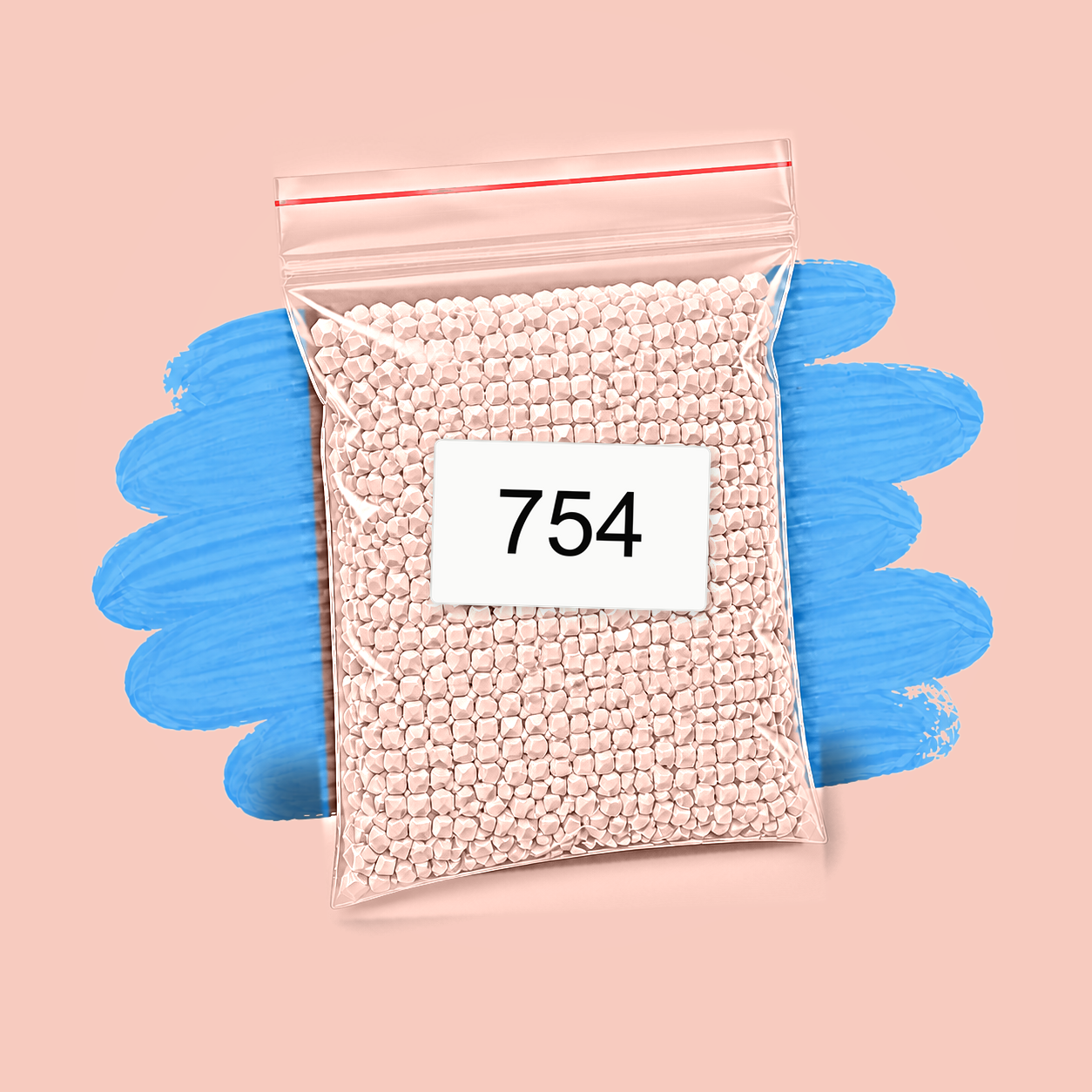 Zakje diamond-paintingsteentjes met kleurcode DMC 754
