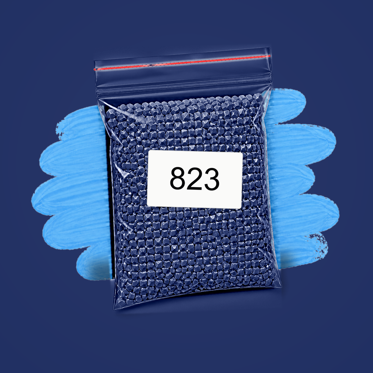 Zakje diamond-paintingsteentjes met kleurcode DMC 823