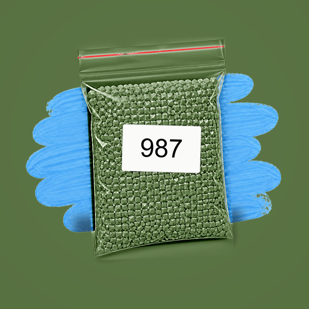 Zakje diamond-paintingsteentjes met kleurcode DMC 987