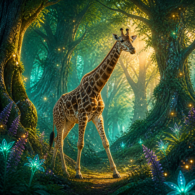 Diamond Painting Giraffe in het Betoverde Bos – volledig origineel giraffeontwerp