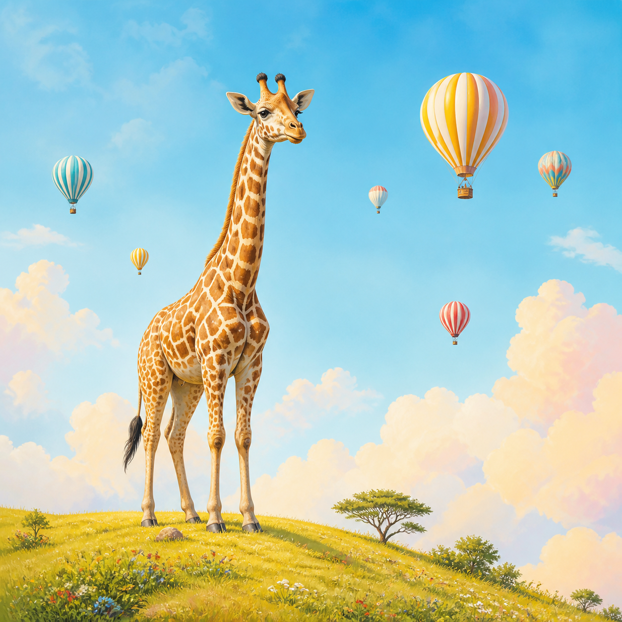 Diamond Painting Giraffe met Luchtballonnen – volledig origineel giraffeontwerp