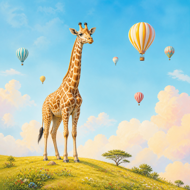 Diamond Painting Giraffe met Luchtballonnen – volledig origineel giraffeontwerp