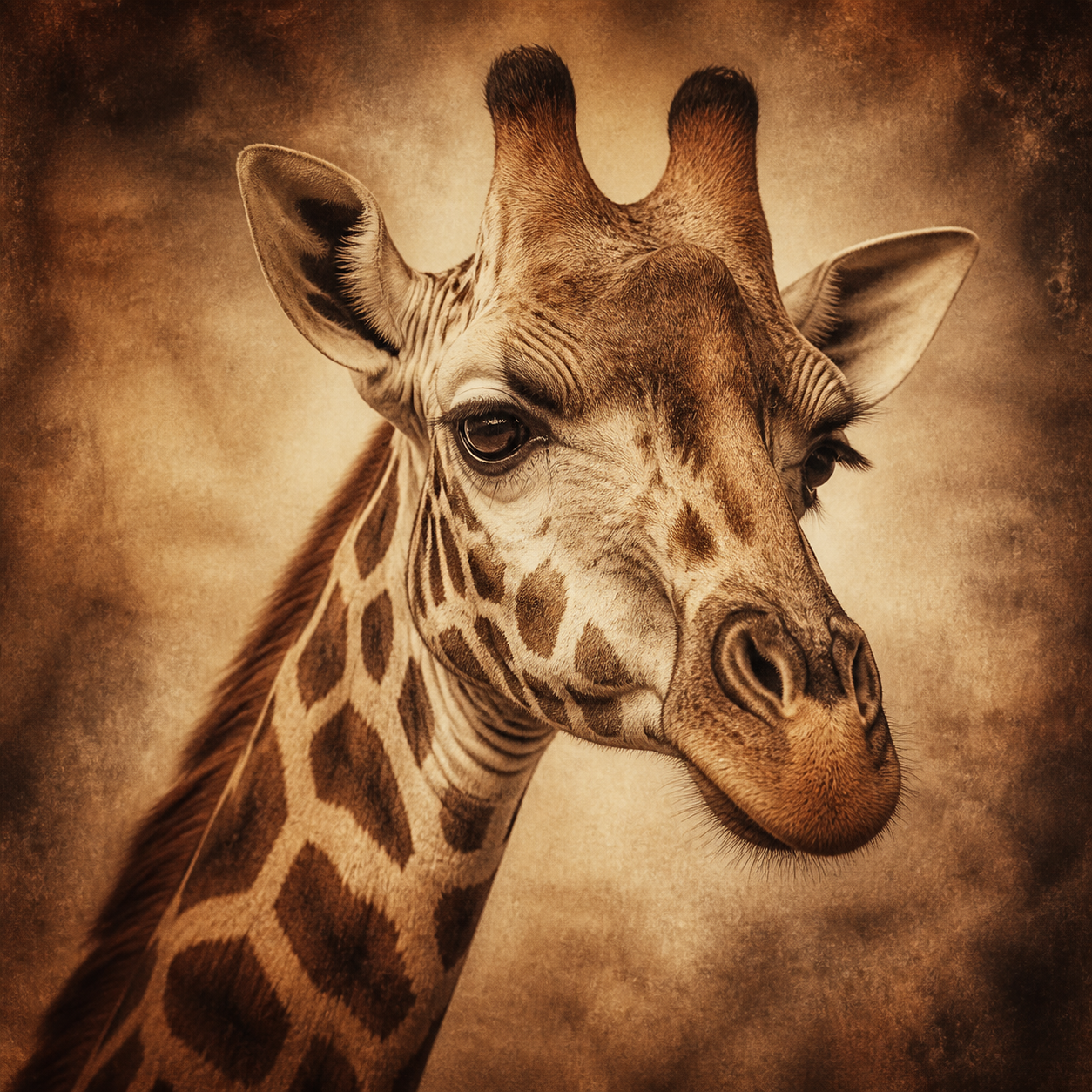 Diamond Painting Giraffe Sepia – volledig origineel giraffeontwerp