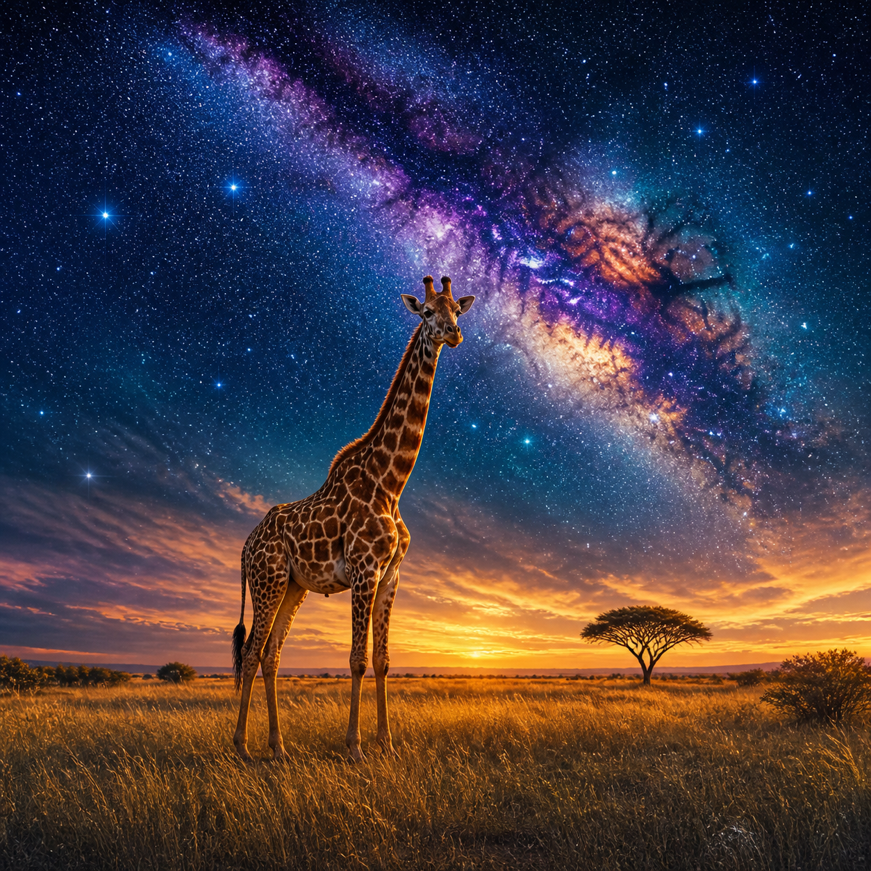 Diamond Painting Giraffe onder de Sterrenhemel – volledig origineel giraffeontwerp