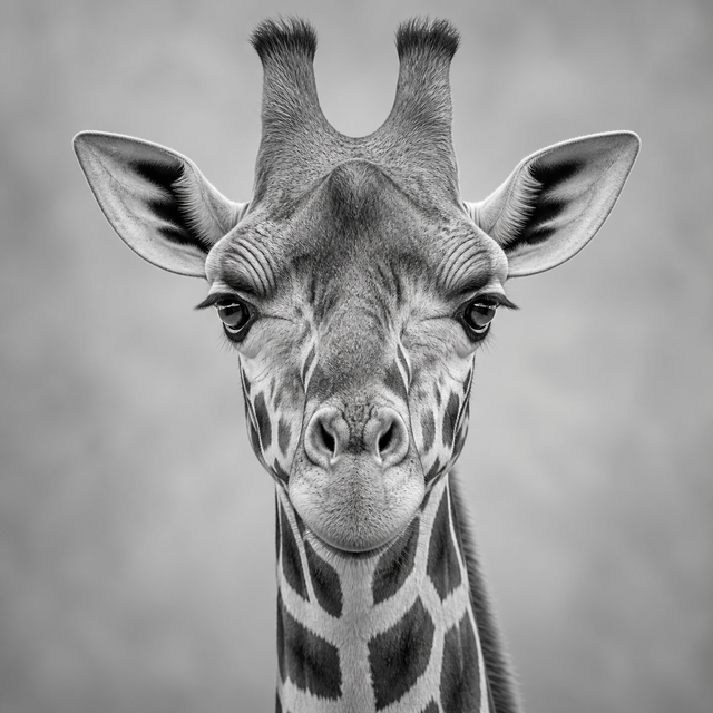 Diamond Painting Giraffe Zwart-Wit Portret – volledig origineel giraffeontwerp