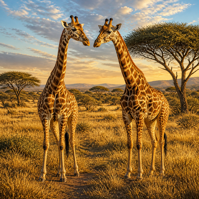 Diamond Painting Twee Giraffen op de Savanne – volledig origineel giraffeontwerp