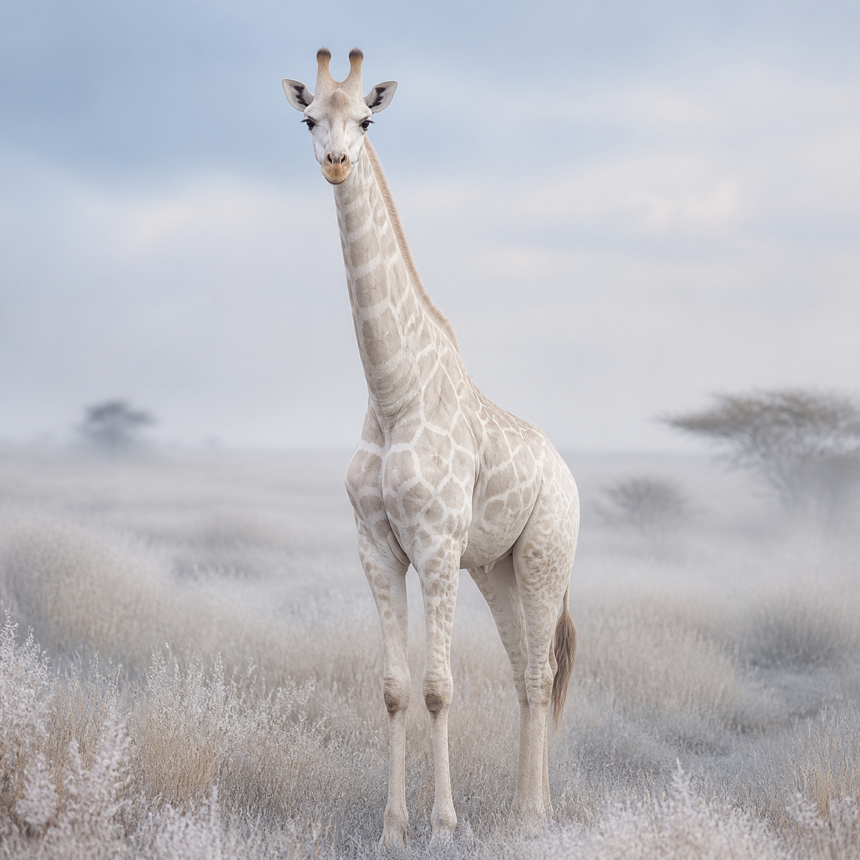 Diamond Painting Witte Giraffe in de Mist – volledig origineel giraffeontwerp