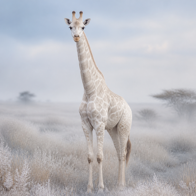 Diamond Painting Witte Giraffe in de Mist – volledig origineel giraffeontwerp