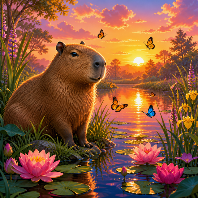Diamond Painting Capibara aan de Vijver – origineel kleurrijk ontwerp