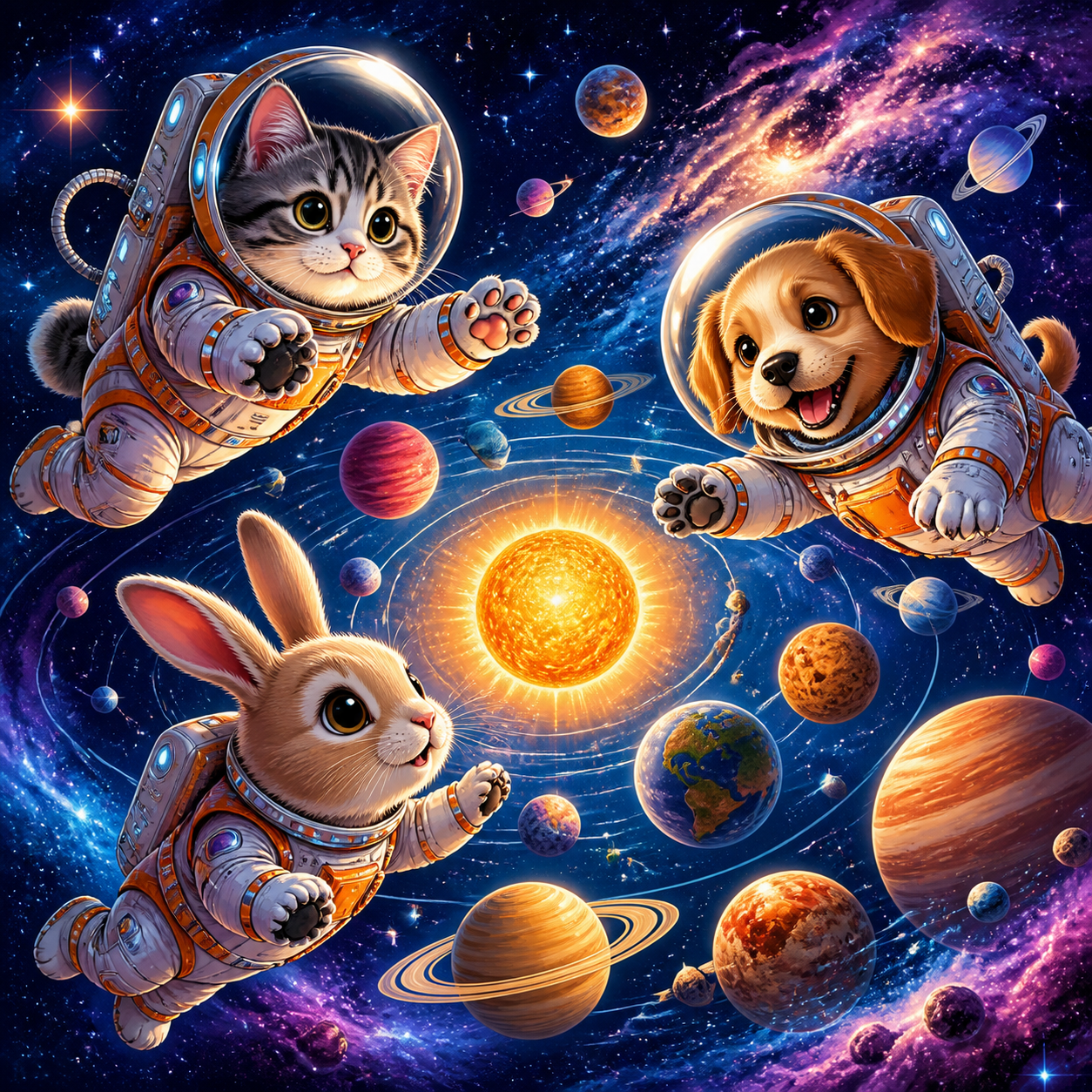 Diamond Painting Dierenastronauten – origineel kleurrijk ontwerp