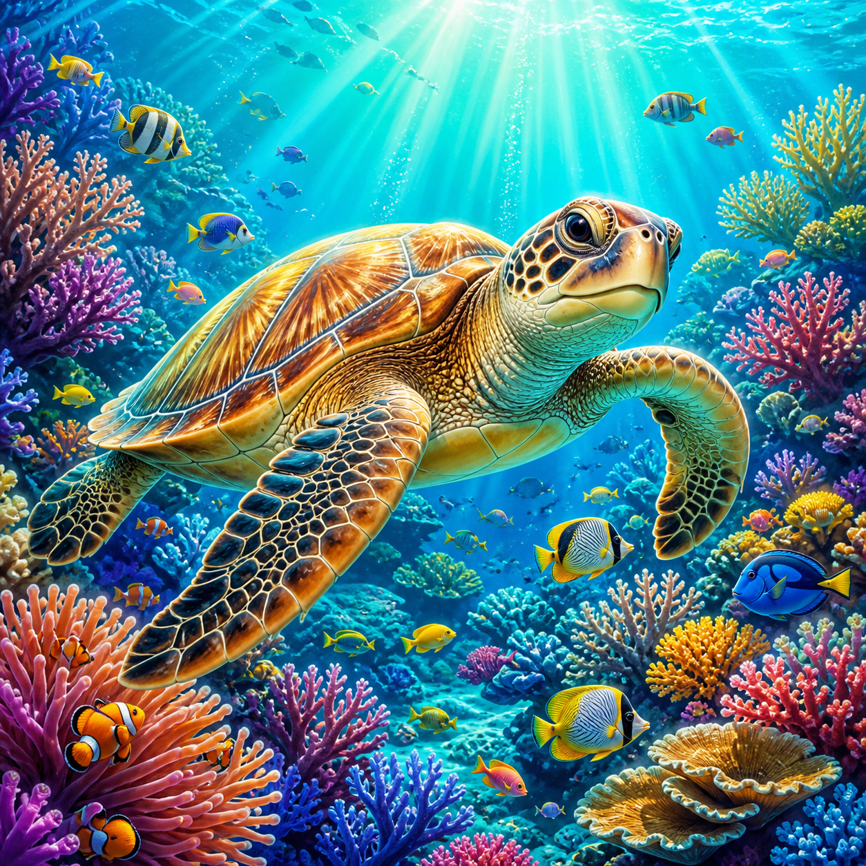 Diamond Painting Schildpad in de Koraaltuin – origineel kleurrijk ontwerp