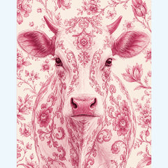 Diamond Painting Delfts roze koe – volledig koeienontwerp