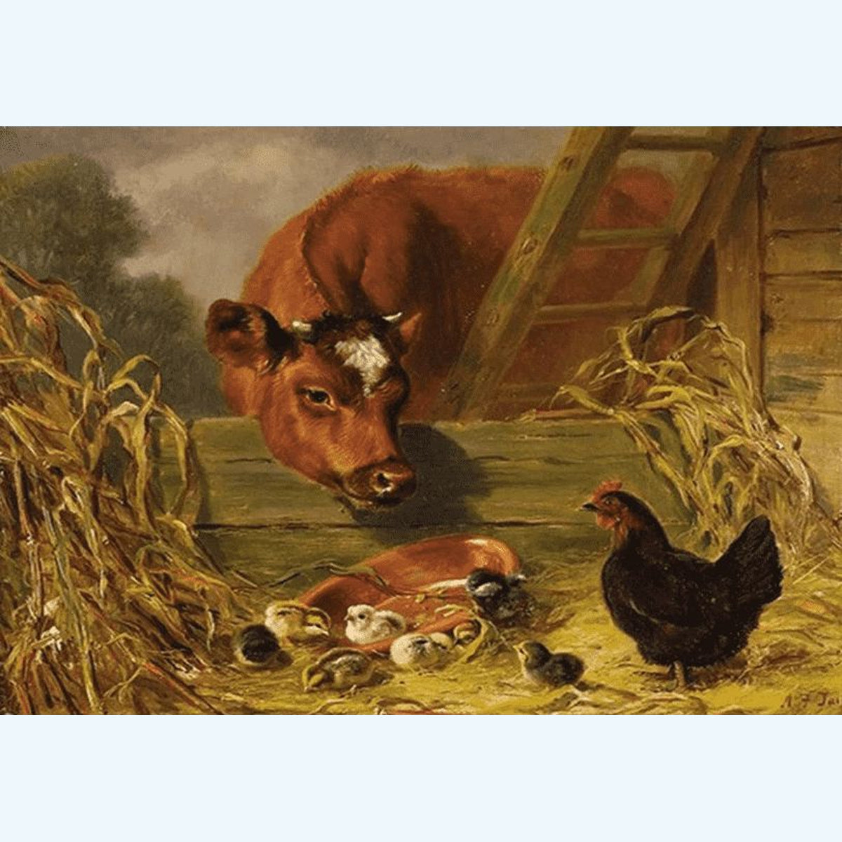 Diamond Painting Koe Kip en Kuikens – volledig koeienontwerp