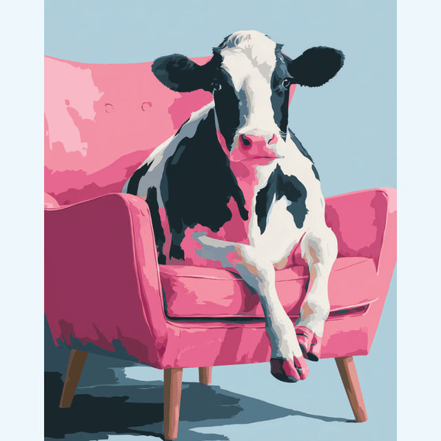 Diamond Painting Koe op de bank – volledig koeienontwerp