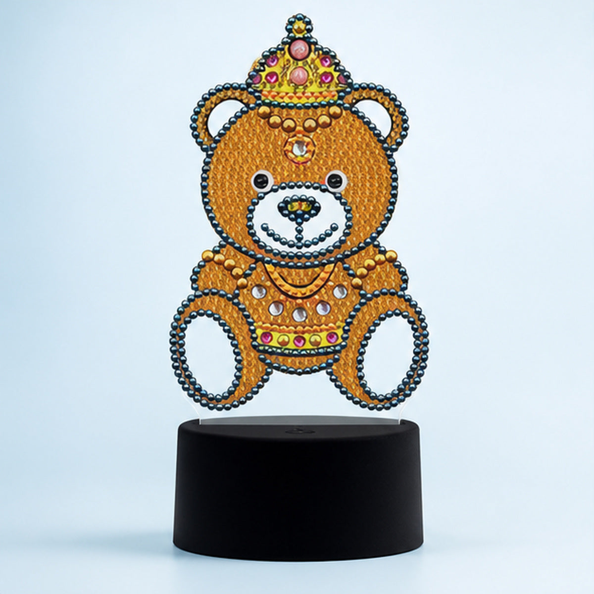 Diamond Painting Lamp Teddybeer op een lichtblauwe achtergrond
