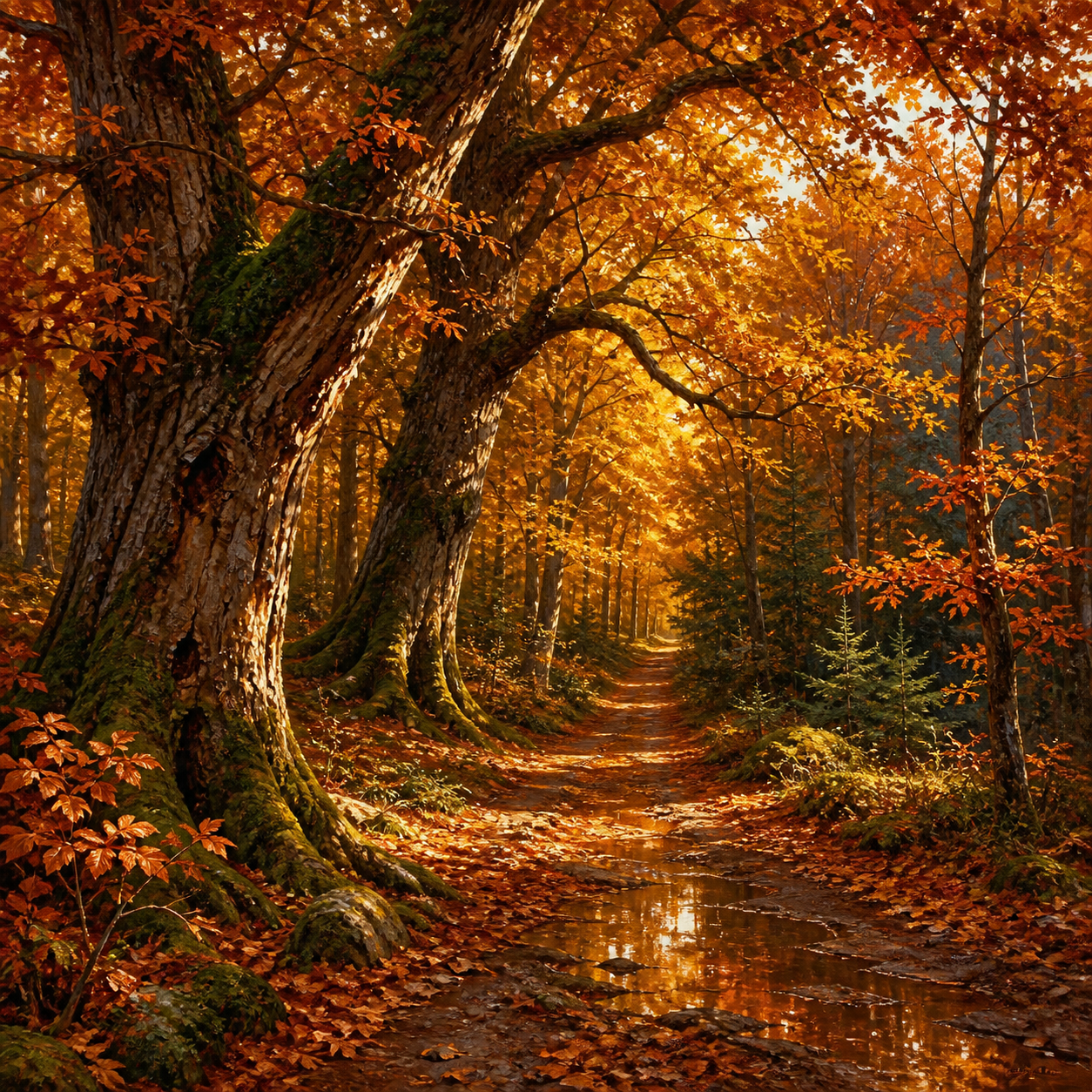 Diamond Painting Herfstbos in Koperlicht – volledig natuurontwerp