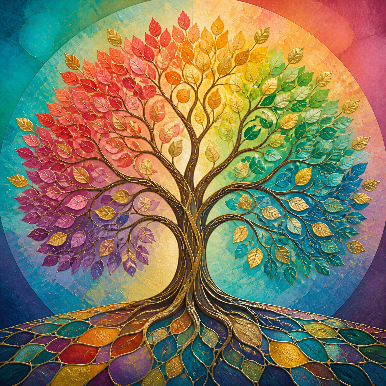 Diamond Painting Regenboogboom in Kleuren – volledig natuurontwerp