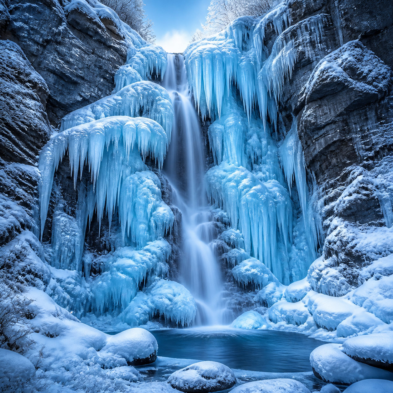 Diamond Painting Bevroren Waterval – volledig natuurontwerp