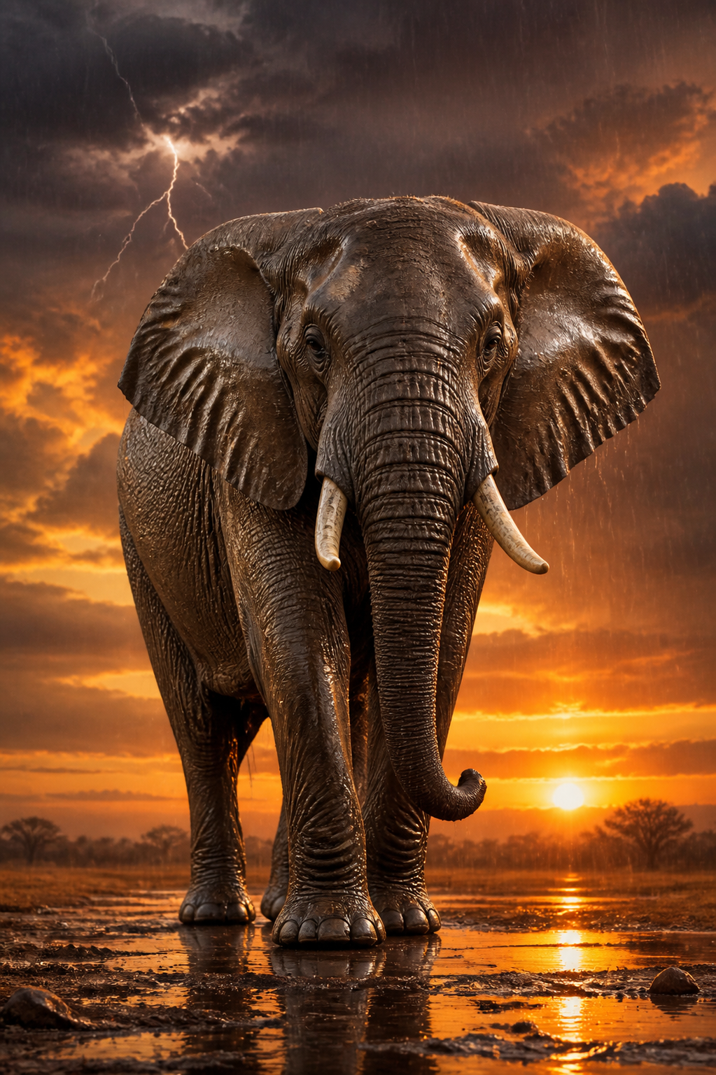 Diamond Painting Olifant in de Regenavond – volledig olifantontwerp
