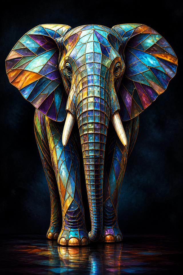 Diamond Painting Olifant Glasmozaïek – volledig olifantontwerp
