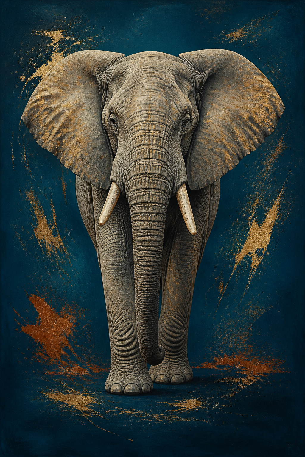 Diamond Painting Olifant met Gouden Kleuraccenten – volledig olifantontwerp