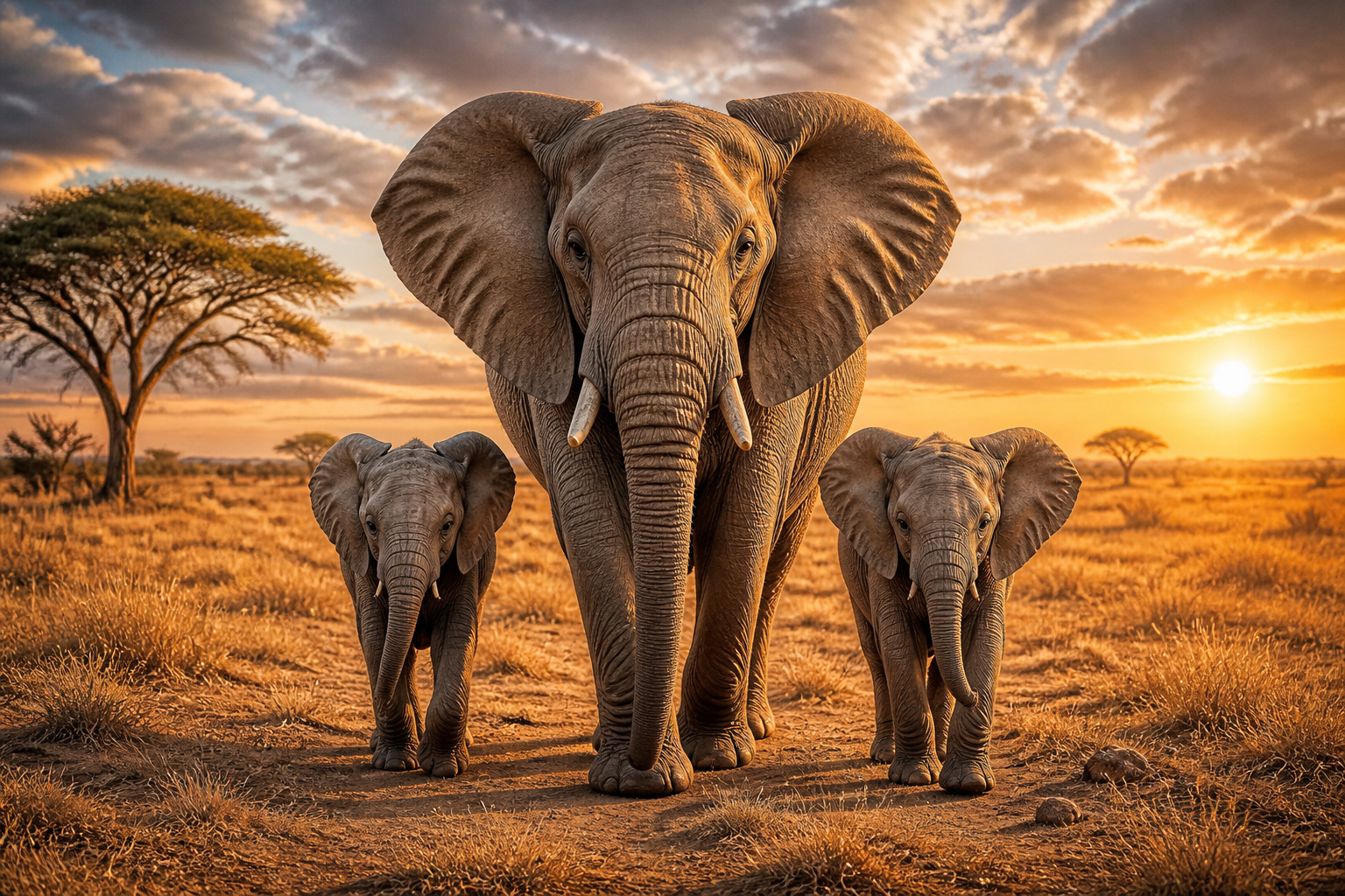 Diamond Painting Olifant met Tweelingkalfjes – volledig olifantontwerp