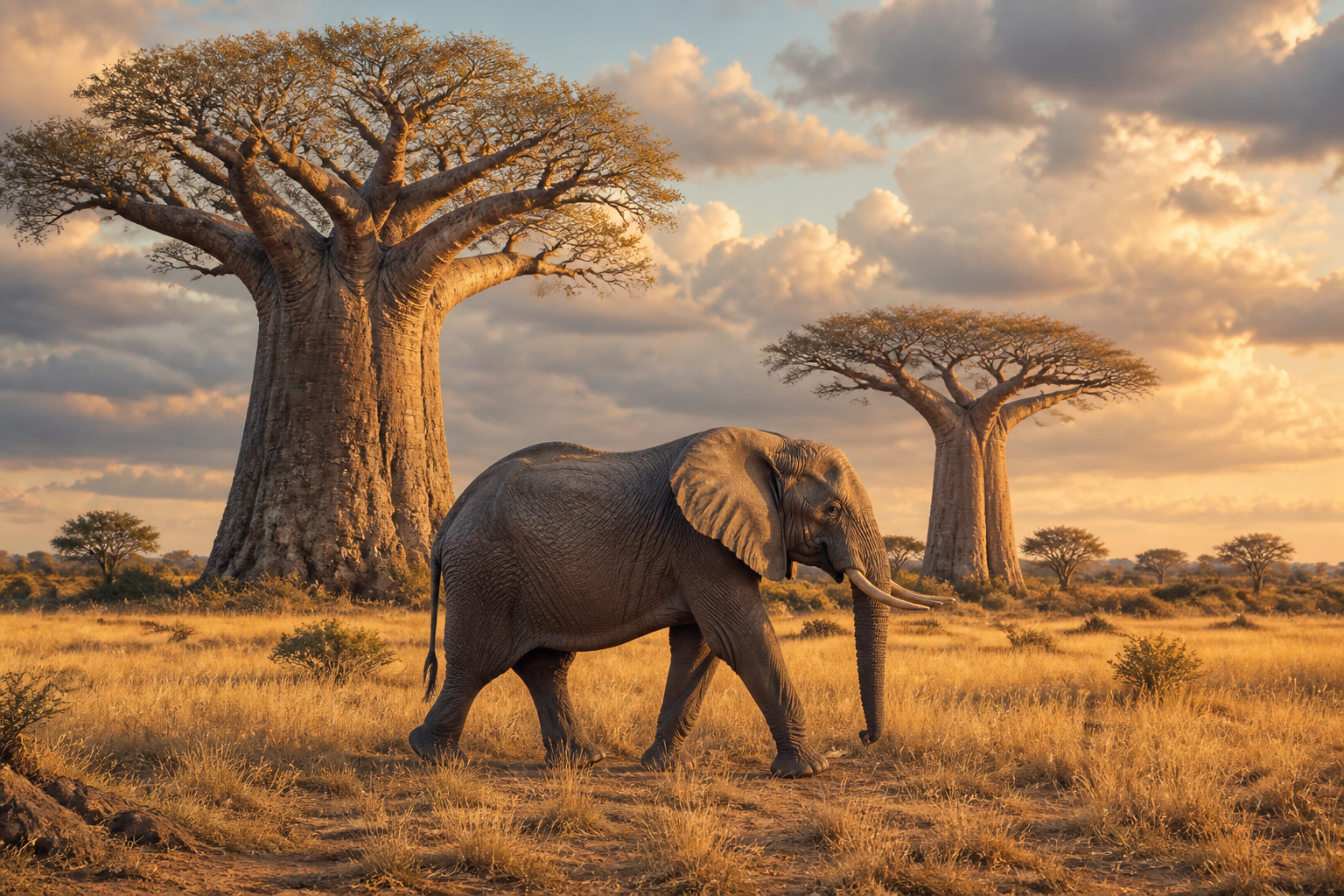 Diamond Painting Olifant in de Baobabvlakte – volledig olifantontwerp