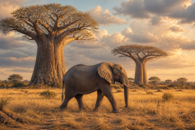 Diamond Painting Olifant in de Baobabvlakte – volledig olifantontwerp