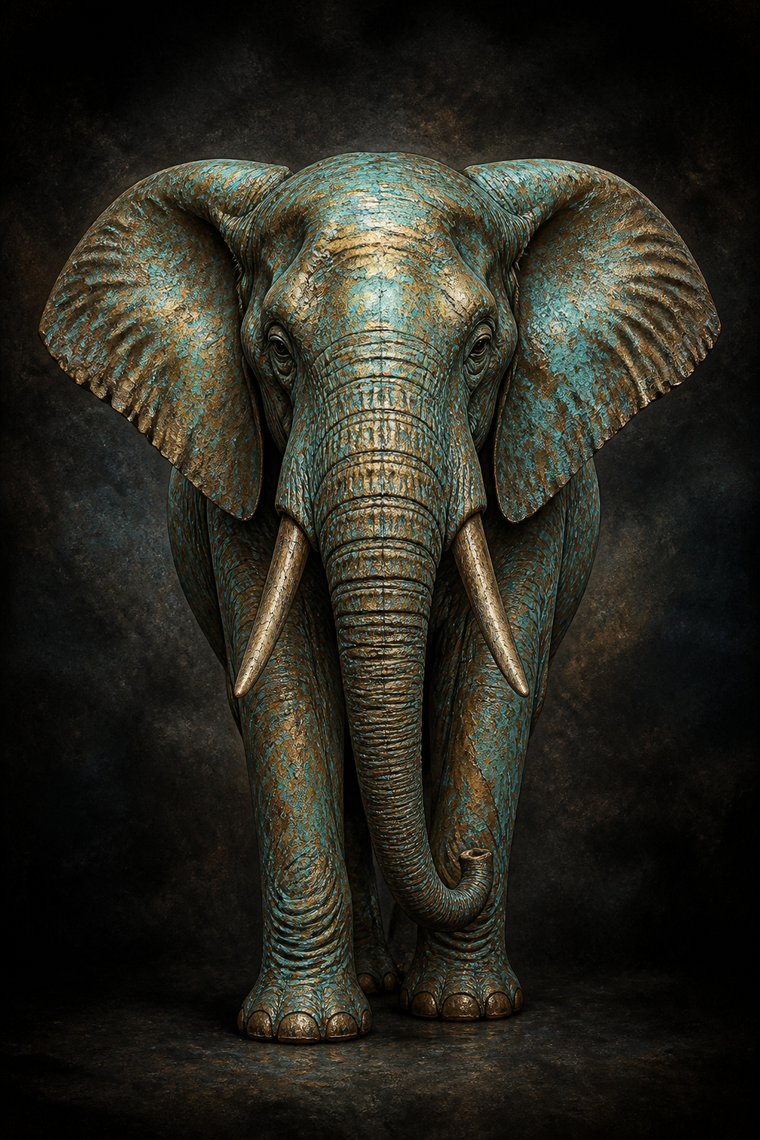 Diamond Painting Olifant Brons en Turquoise – volledig olifantontwerp