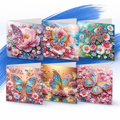 Set van zes diamond painting kaarten met vlinders