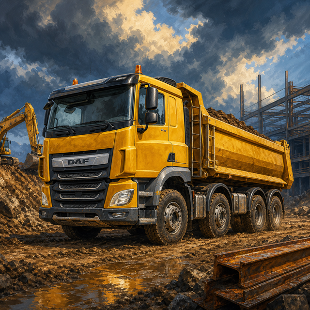 Diamond Painting DAF XD op de Bouwplaats – volledig origineel vrachtwagenontwerp