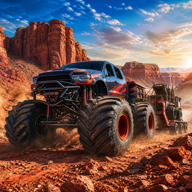 Diamond Painting Monstertruck in de Canyon – volledig origineel vrachtwagenontwerp
