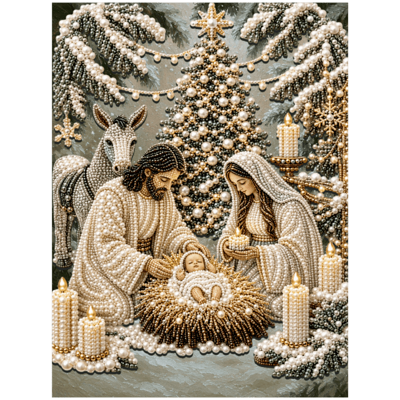 diamond painting - heilige nacht - premium parel diamond painting – afbeelding 1