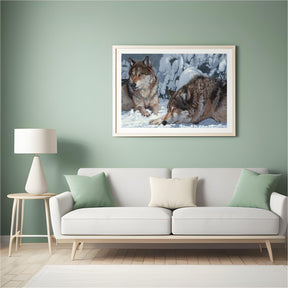 Diamantmalerei – Friedliche Grautöne: Fesselnder Wolf