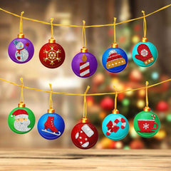 diamond painting kerstballen – kleuren, 10 stuks – afbeelding 2