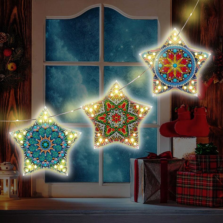 diamond painting kerst sterren – kerst verlichting – afbeelding 2