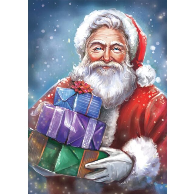 diamond painting - kerstman blij cadeaus – afbeelding 1