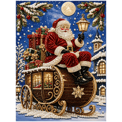 diamond painting - kerstman op zijn slee - premium parel diamond painting – afbeelding 1