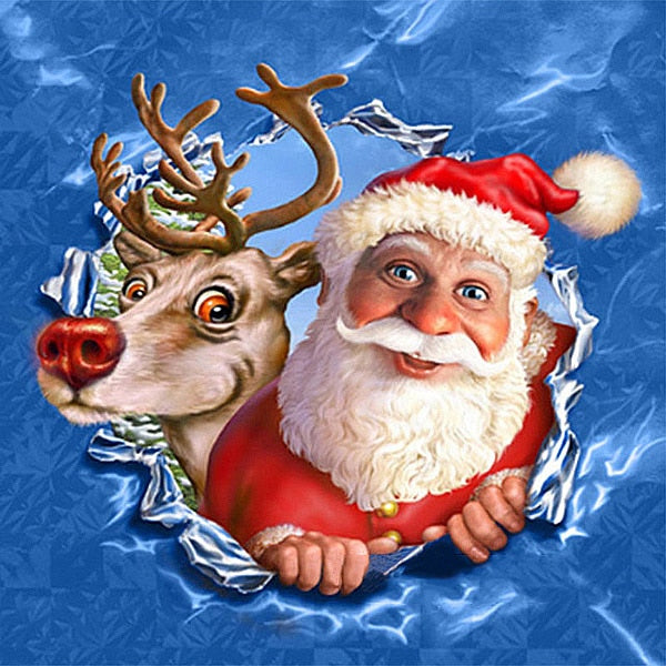 diamond painting - kerstman & rendier – afbeelding 1