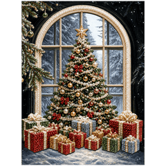 diamond painting - mooie kerstboom - premium parel diamond painting – afbeelding 1