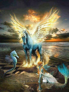 Diamond Painting Pferd Meerjungfrau und Seepferdchen - SEOS Shop ®