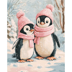 diamond painting - pinguïns in de sneeuw – afbeelding 1