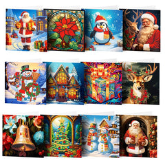 diamond painting premium kerstkaarten – 12 stuks – afbeelding 1
