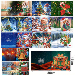 diamond painting premium kerstkaarten – 12 stuks – afbeelding 2