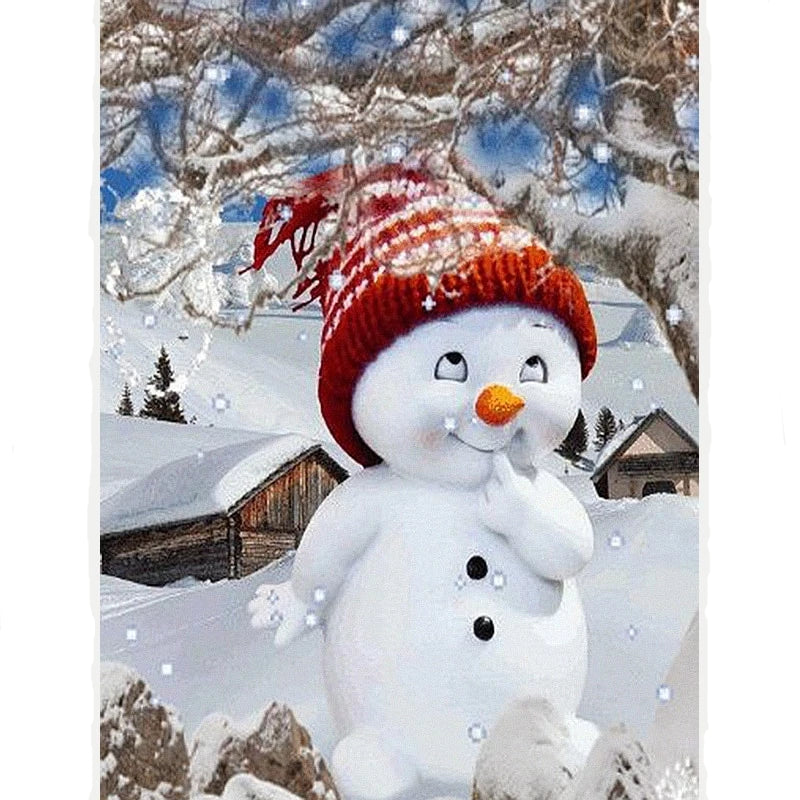 diamond painting - sneeuwpop – afbeelding 1